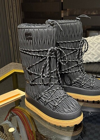 38 Beden siyah Renk Miu Miu Premium Long Snow Boots