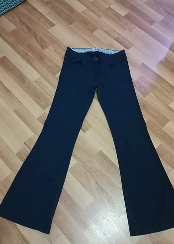 Kadın Lacivert Düğmeli Denim Pantolon