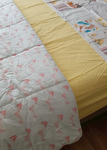 BELLONA Sarı Pastel Baskılı Nevresim ve Çarşaf Seti