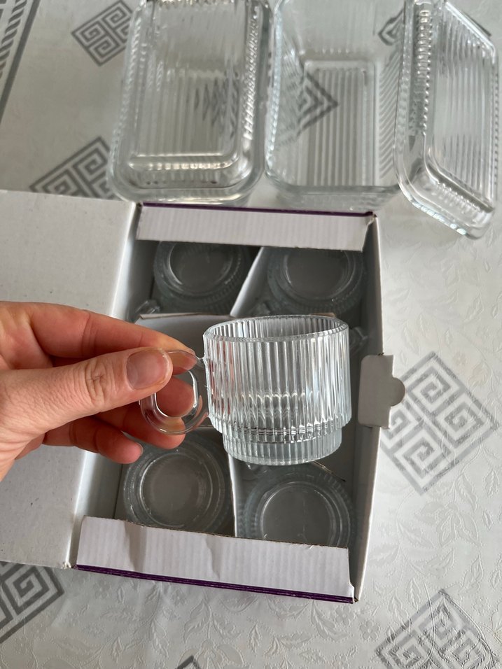 Cam 6'lı Kahve Fincanı ve tereyağlık - Görsel 2