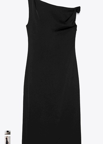 Zara Siyah Drapeli Uzun Kadın Elbise