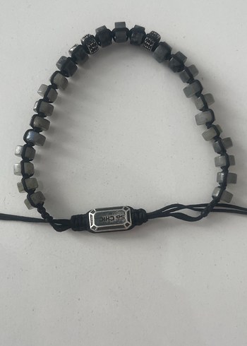 Gri Minimalist Rock Punk Erkek Bileklik - Görsel 2