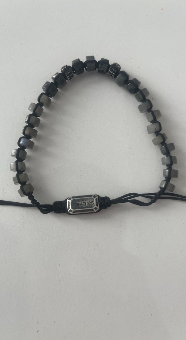 Gri Minimalist Rock Punk Erkek Bileklik - Görsel 2