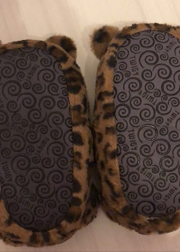 Kızlar için Kahverengi Leopar Desenli Sıcak Terlik - Görsel 2