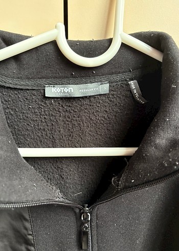 l Beden Siyah Yarım Fermuarlı Erkek Polar Sweatshirt