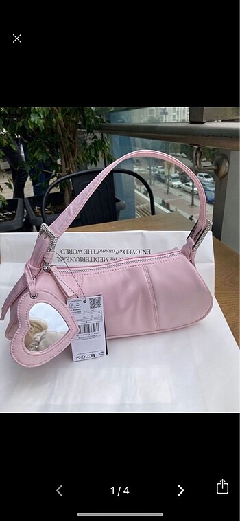 Mango Pembe Kalp Aynalı Çanta