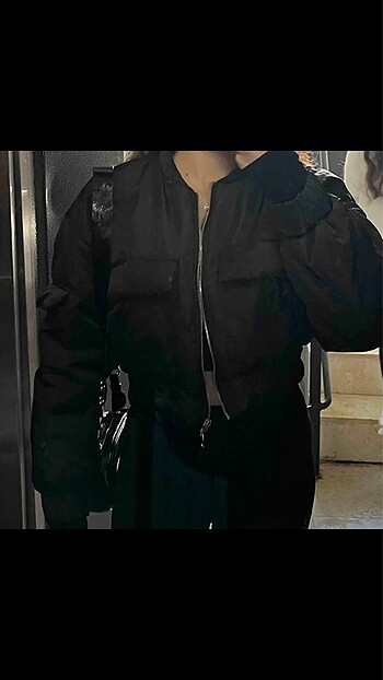 s Beden siyah Renk Siyah crop bomber ceket