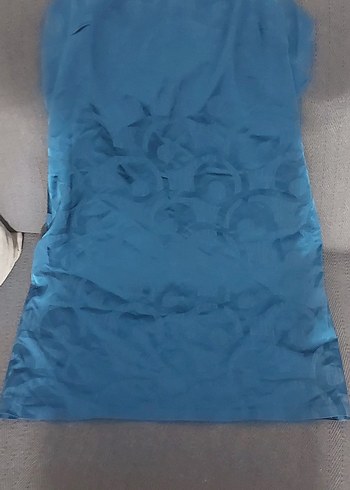 turkuaz mavisi özel gün ve ofis elbisesi - Görsel 2