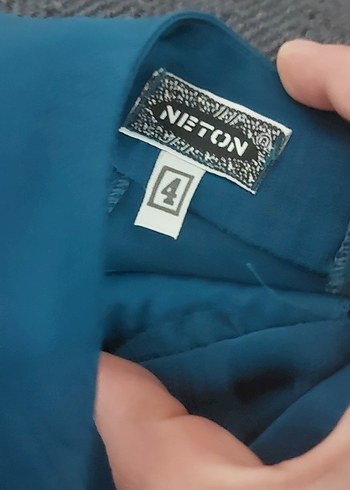 turkuaz mavisi özel gün ve ofis elbisesi - Görsel 3