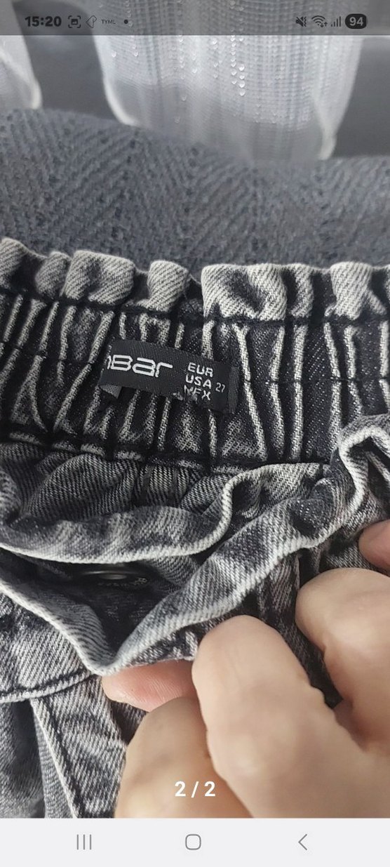 Gri Kadın Kemerli Denim Pantolon - Görsel 2