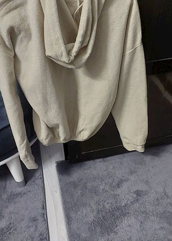 krem polar Kapüşonlu Kadın Sweatshirt - Görsel 2