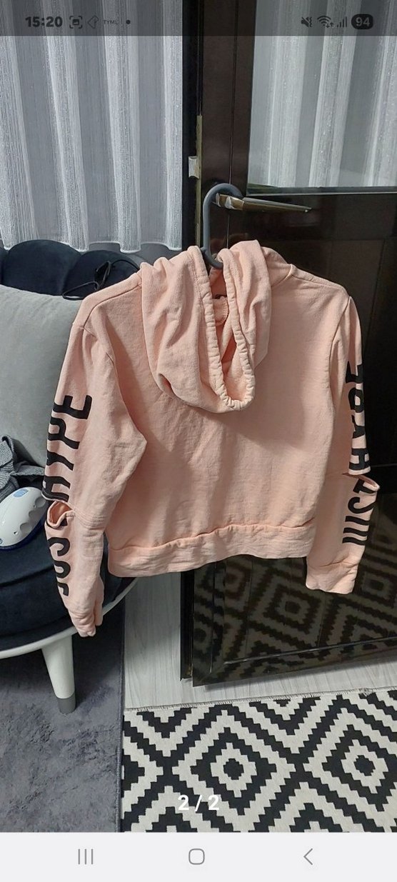 Pembe Baskılı Mini Kadın Sweatshirt - Görsel 2