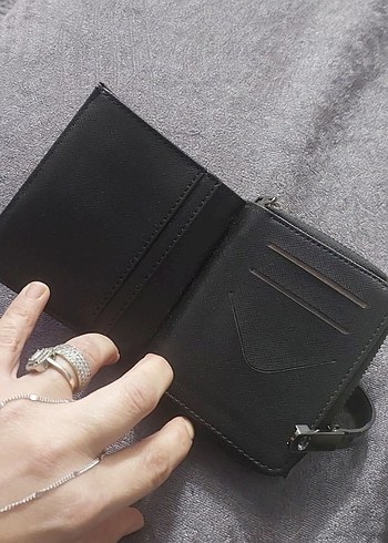 Gri Deri Kadın Fermuarlı Cüzdan - Görsel 4