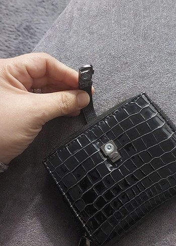 Gri Deri Kadın Fermuarlı Cüzdan - Görsel 2