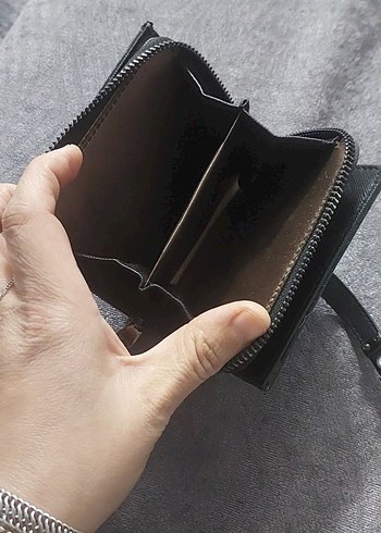 Gri Deri Kadın Fermuarlı Cüzdan - Görsel 3