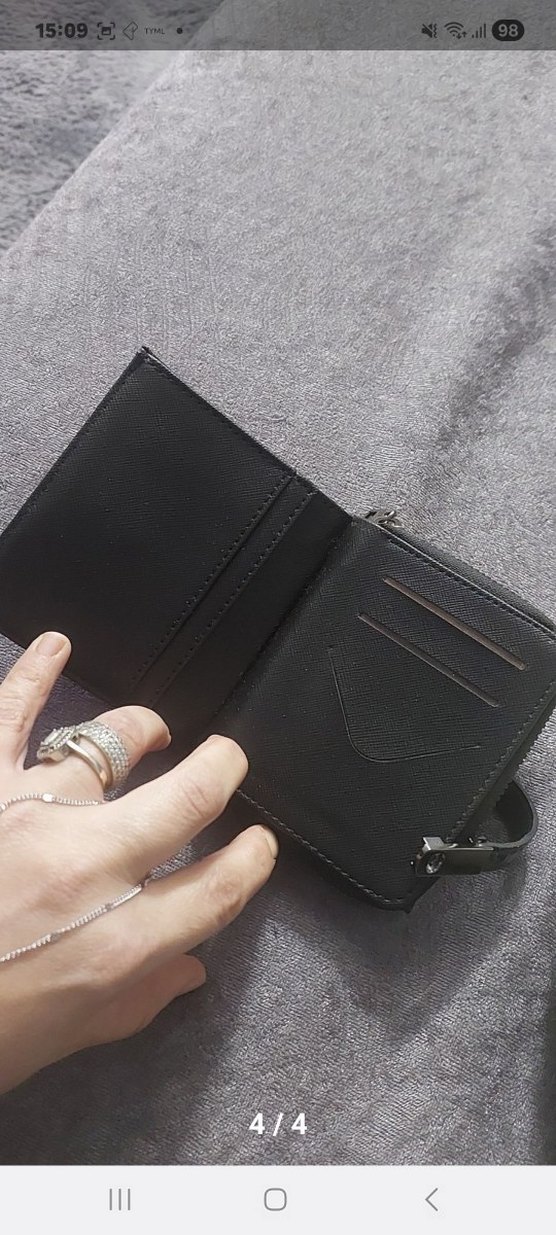 Gri Deri Kadın Fermuarlı Cüzdan - Görsel 4