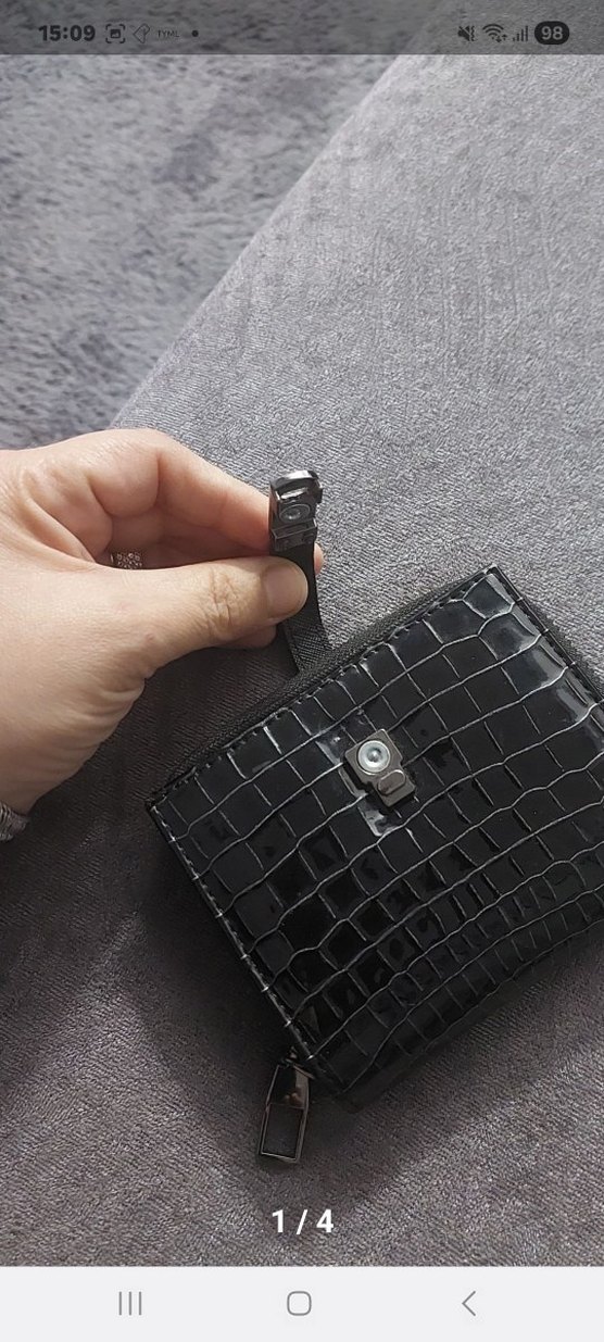 Gri Deri Kadın Fermuarlı Cüzdan - Görsel 2