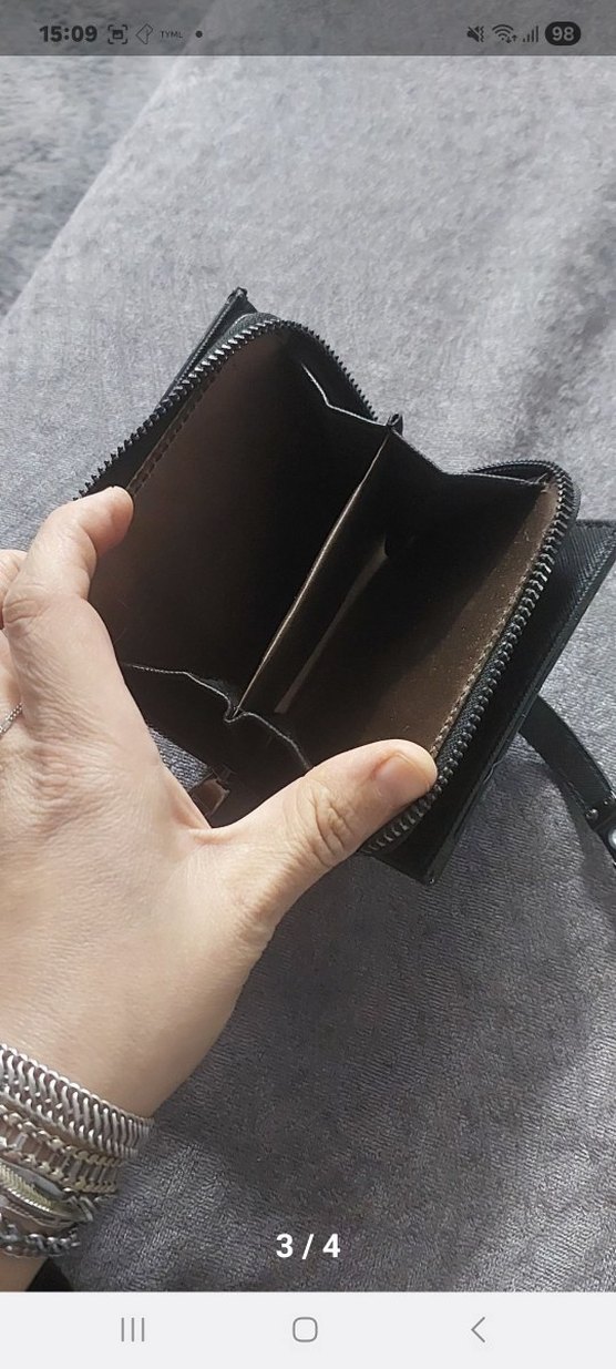 Gri Deri Kadın Fermuarlı Cüzdan - Görsel 3