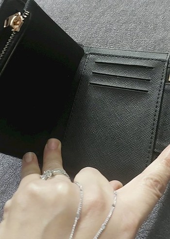 Yılan Desenli Siyah Deri Kadın Cüzdanı - Görsel 3