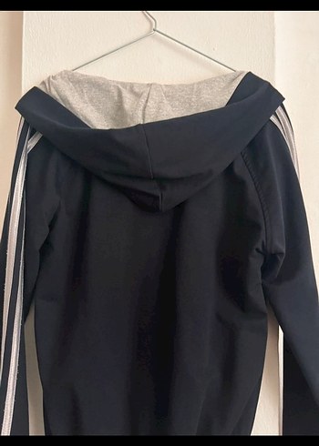 Siyah Kapüşonlu Fermuarlı Spor Ceket - Görsel 3