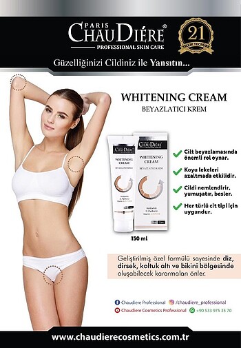  Beden ChauDiere beyazlatıcı krem
