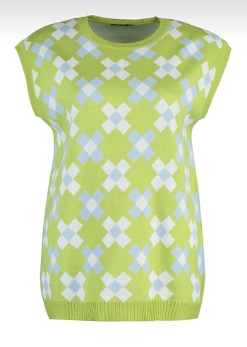 Trendyol Kadın Yeşil Ekose Örgü Süveter - Görsel 3