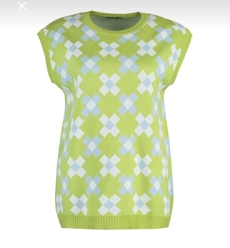 Trendyol Kadın Yeşil Ekose Örgü Süveter - Görsel 3