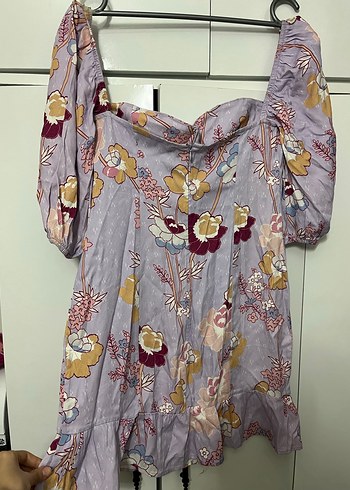 BSL Mor Desenli Midi Bohem Elbise - Görsel 6