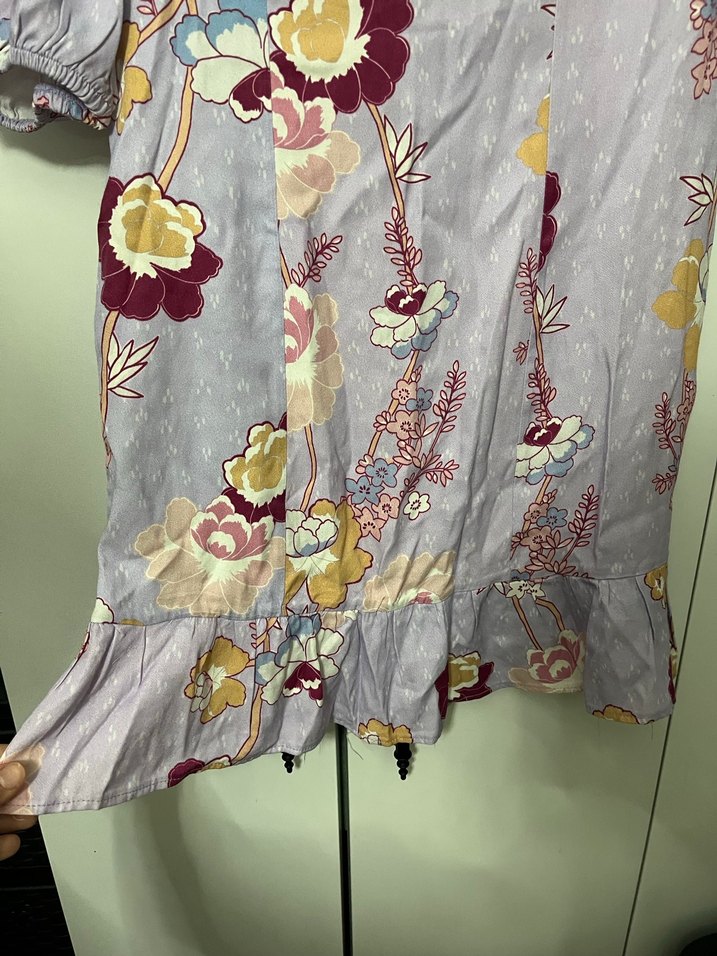 BSL Mor Desenli Midi Bohem Elbise - Görsel 3