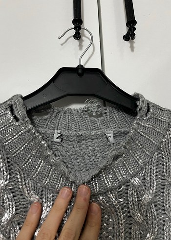 Zara Gri Örgü Kadın Kazak Uzun Kollu - Görsel 4