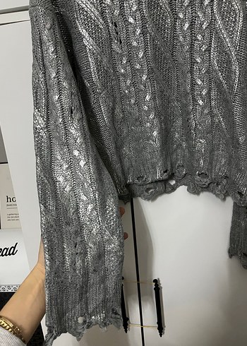 Zara Gri Örgü Kadın Kazak Uzun Kollu - Görsel 3