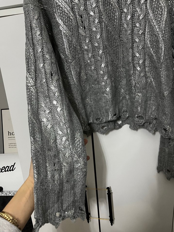 Zara Gri Örgü Kadın Kazak Uzun Kollu - Görsel 3