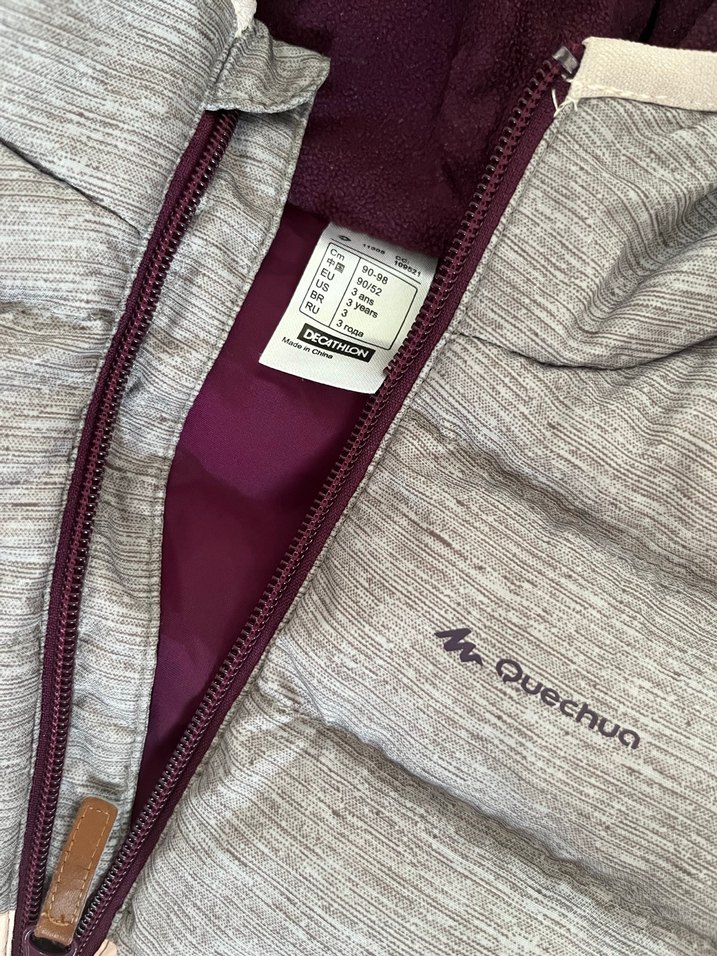 Kız Çocuk Kapüşonlu Gri-Pembe Yelek - Görsel 2