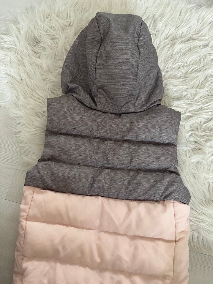 Kız Çocuk Kapüşonlu Gri-Pembe Yelek - Görsel 4