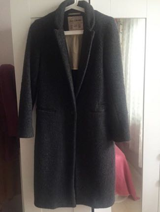 Pull and Bear Pull and Bear Gri Uzun Palto