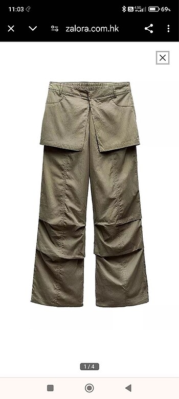 s Beden haki Renk Zara Paraşüt Pantolon