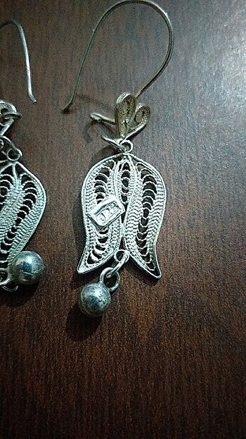 Midyat işi telkari, lale desenli küpe, 925  ayar gümüş, 4,8 gr. - Görsel 4