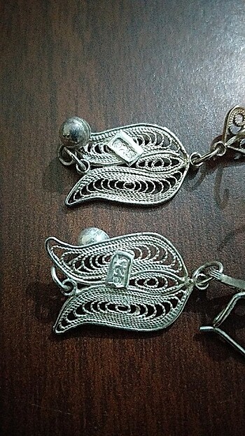 Midyat işi telkari, lale desenli küpe, 925  ayar gümüş, 4,8 gr. - Görsel 5