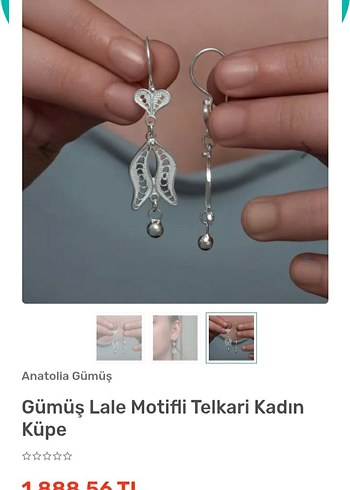 Midyat işi telkari, lale desenli küpe, 925  ayar gümüş, 4,8 gr. - Görsel 6