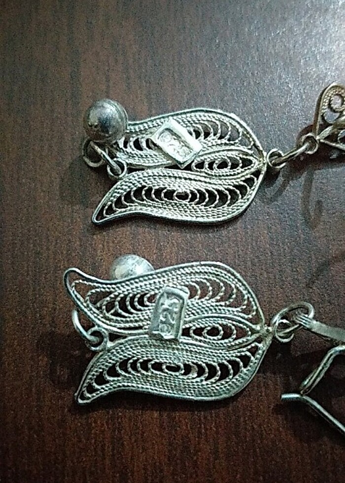 Midyat işi telkari, lale desenli küpe, 925  ayar gümüş, 4,8 gr. - Görsel 5
