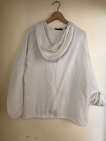 Keten kapüşonlu üst - Görsel 6