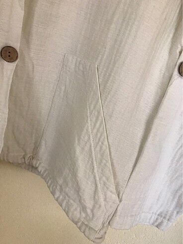 Keten kapüşonlu üst - Görsel 4