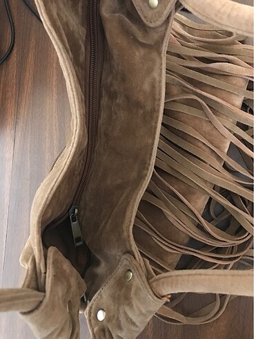 Koton bohem püsküllü süet çanta - Görsel 6