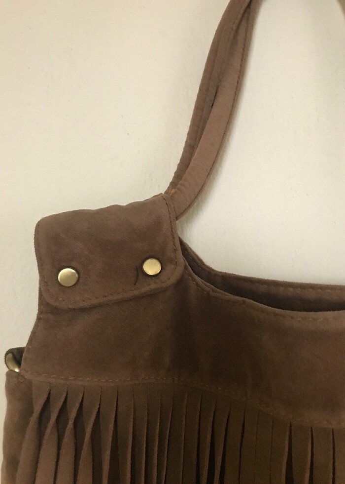 Koton bohem püsküllü süet çanta - Görsel 2