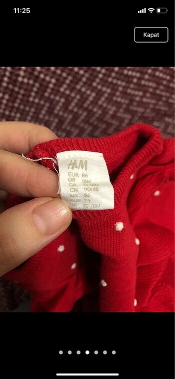 1,5 Yaş Beden kırmızı Renk Kız bebek kazak 12/18 ay H&M