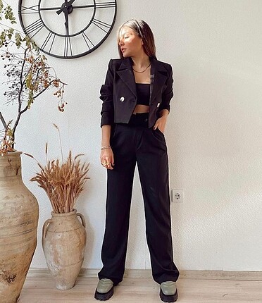 Crop blazer ceket