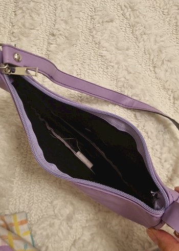 Pastel Mor Süet Kadın Omuz Çantası - Görsel 3