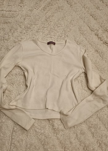 Beyaz Kadın Basic Uzun Kollu Triko Body - Görsel 2