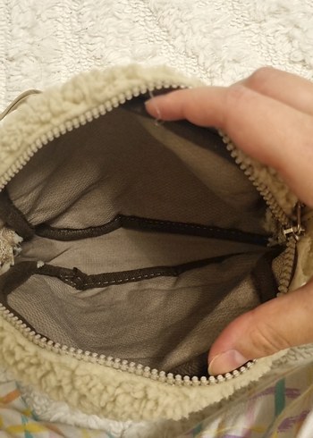 Kürk Detaylı Bej Kadın El Çantası - Görsel 4