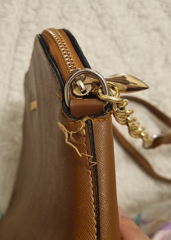 Zara Bej Deri Fermuarlı Kadın Çanta - Görsel 6